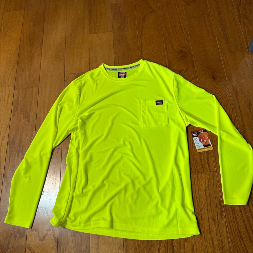 Wrangler Fluorescent Yelloe workwear Performance Long Sleeve